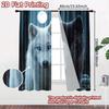 Set Of 2 Flat Printing Window Curtains Horror Fantasy Moonlit Wolves Digital Printed Polyester Drapes Birthday Party Indoor Curtain
