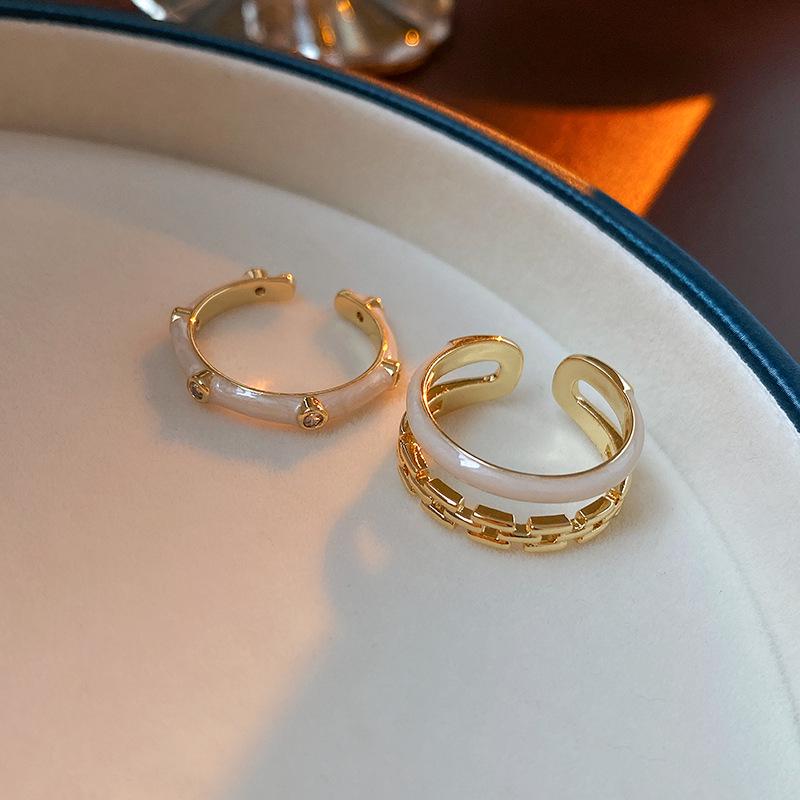 Открытое кольцо-бантик из гальванизированного золота с цирконием - корейский дизайн, роскошные ювелирные изделия