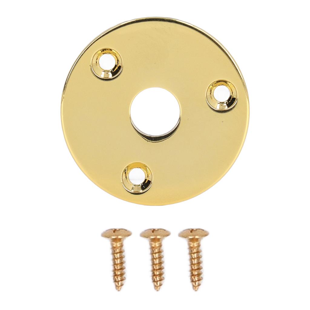 Guitar Jack Socket Plate Round Metal Input Output Cover Replacement Hardware for Bass with Mounting Screws