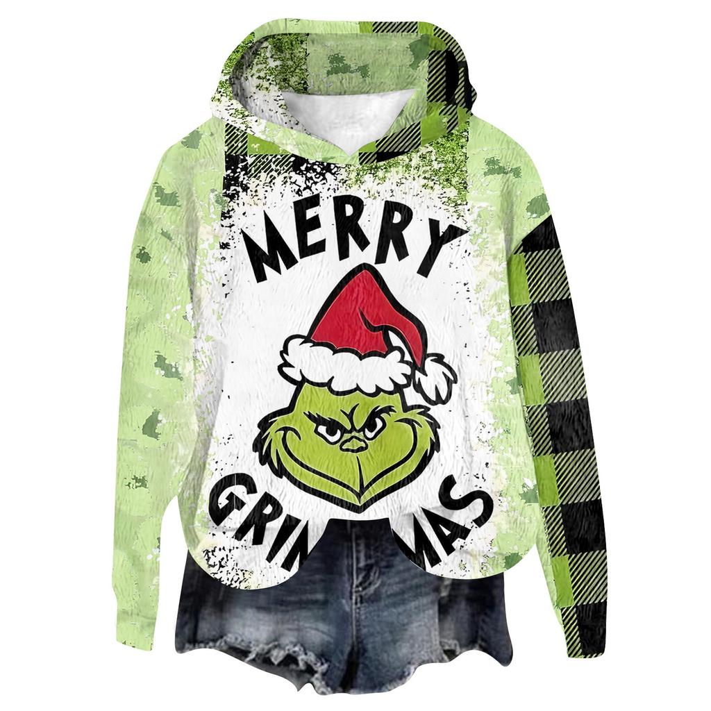 Женская фланелевая толстовка с капюшоном и длинными рукавами с рождественским принтом