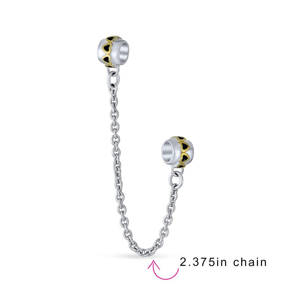 Двойная цепочка Love Heart Safety Spacer Stopper Charm Bulbs для женщин стерлингового серебра Fit European Bracelet .925