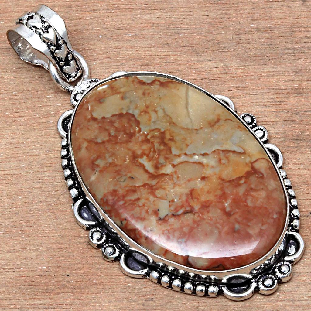 Подвеска из американского яшмового камня ручной работы ко Дню святого Валентина, серебряное украшение 2,5 дюйма