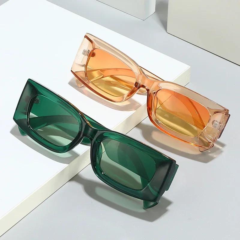 Популярные модные квадратные женские солнцезащитные очки конфетных цветов, ретро, с градиентными желтыми линзами, мужские, UV400