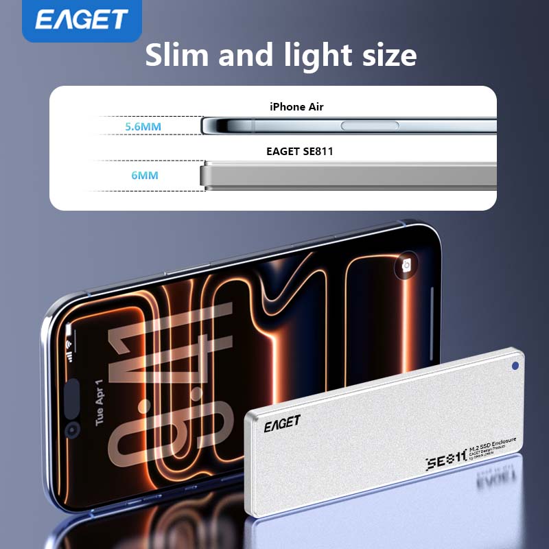 EAGET Корпус 6 мм NVMe M.2 SSD Поддерживает только NVMe и Не Поддерживает SATA (NGFF) Протоколы. С SSD 2230/ 2242/ 2260/ 2280.