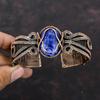 Sodalite Cuff Bracelet Gemstone Bangle Copper Wire Wrapped Adjustable Bangle Handmade Cuff Bracelet Copper Wire Wrap Jewelry Gift For Mother