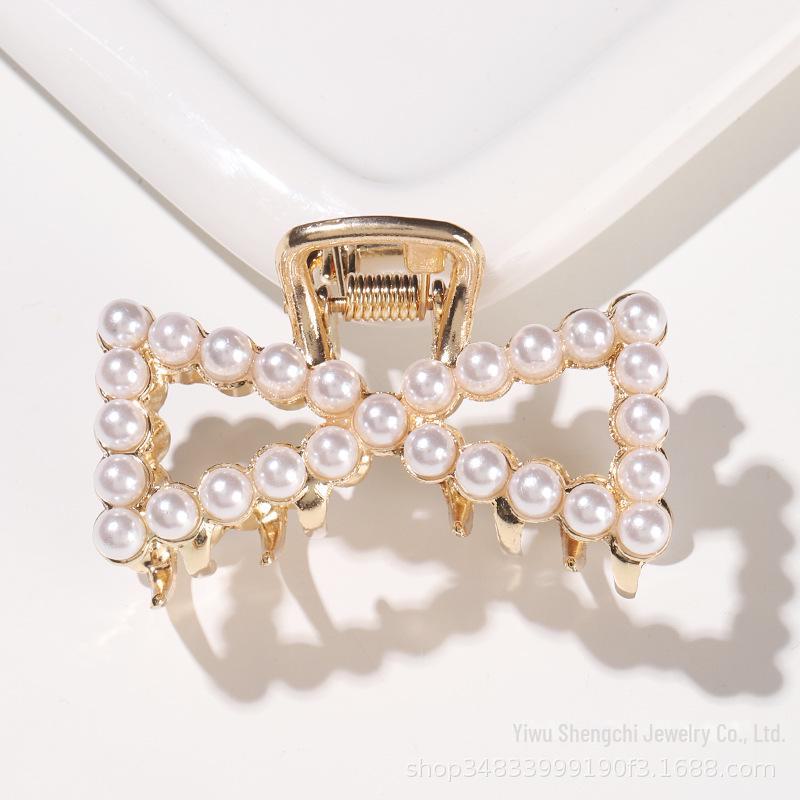Корейская заколка для волос с жемчугом: Стильный зажим из сплава с гальваническим покрытием для женщин