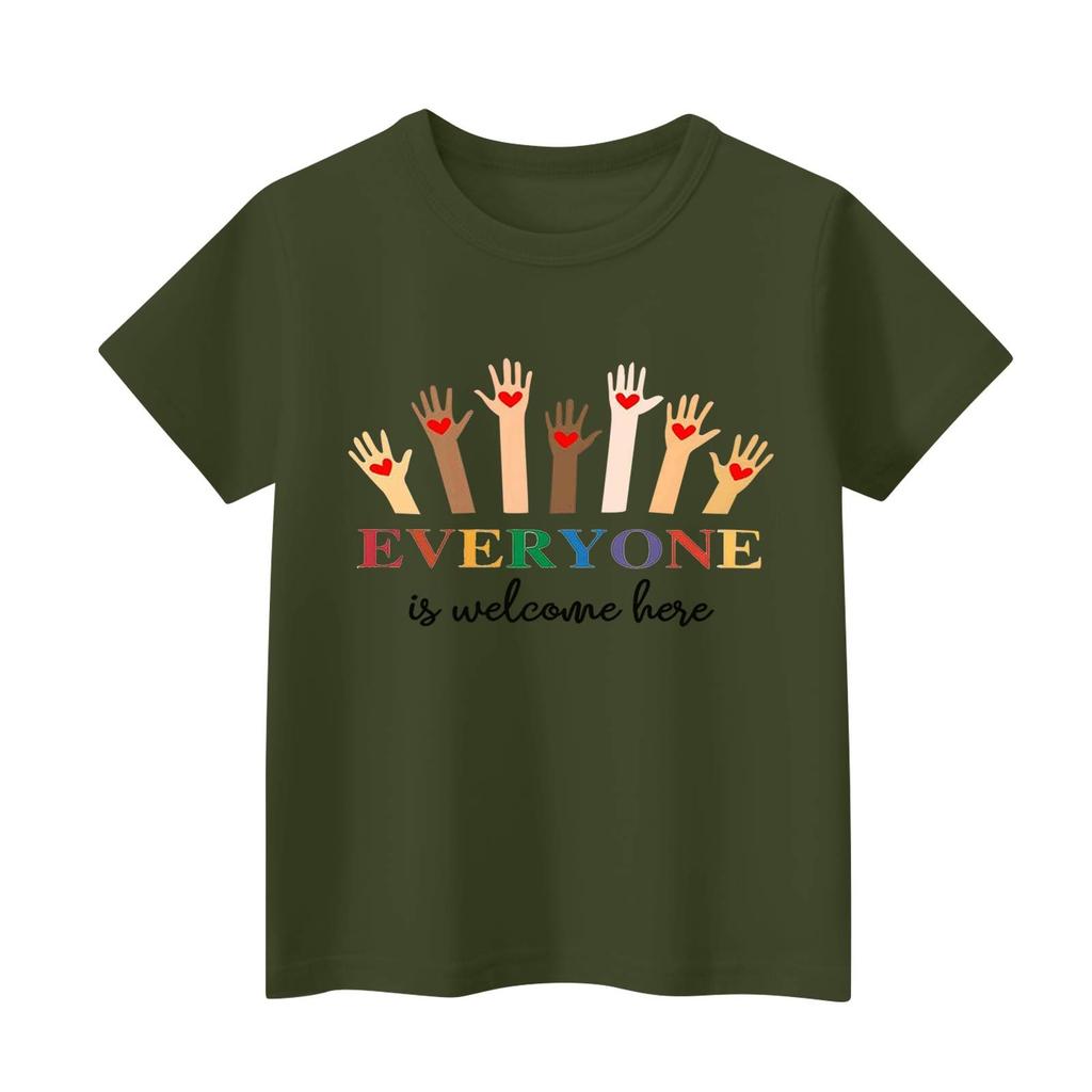 Детский набивной короткий рукав круглый вырез повседневный удобный свободный легкий топ