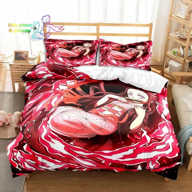 3D K-Kamado N-Nezukos Anime D-Demon S-Slayers Bedding Set Single Twin Full Q-Queens King Size Bed Set Aldult Kid Bedroom 3D Print