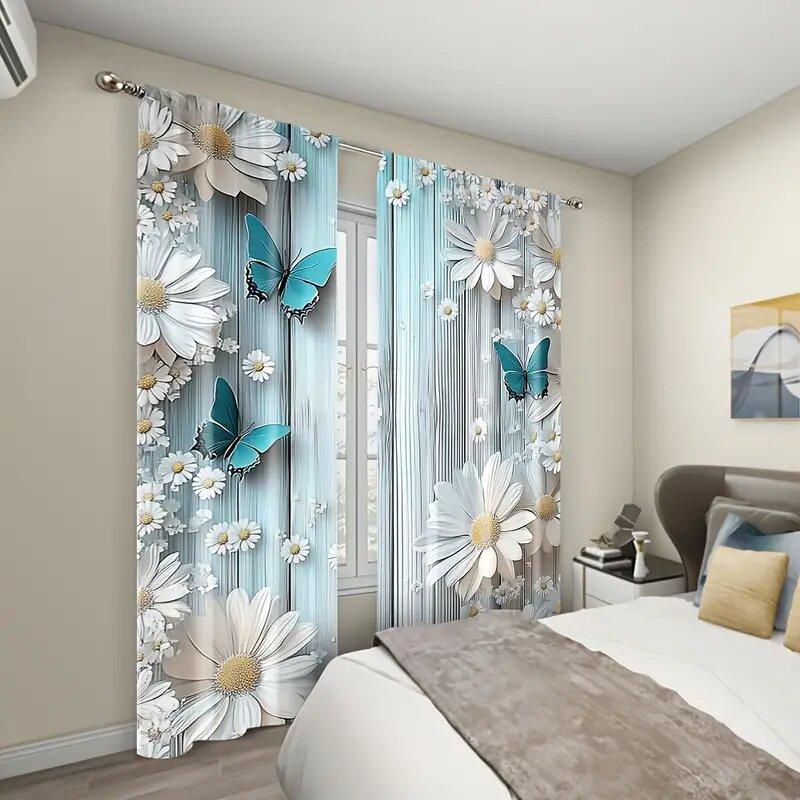 Современные темные шторы с принтом в виде бабочек, оконные украшения, украшения для дома, украшения для комнаты