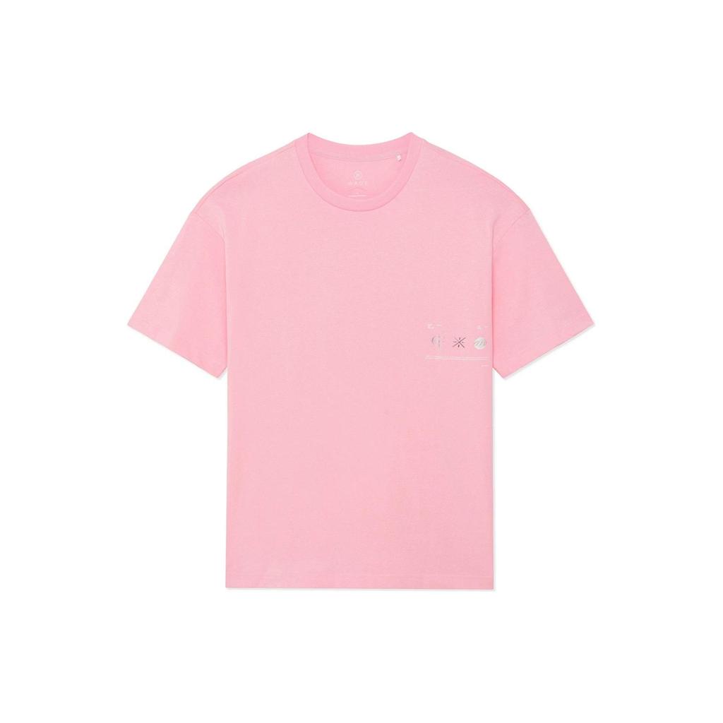 Li-Ning X Glare Artist Collaboration Wade Series SS22 абстрактный принт на спине свободная футболка с круглым вырезом унисекс топы розовые AHSS649-3