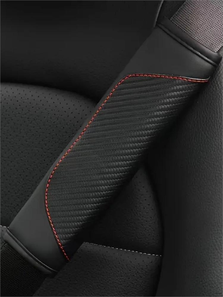 1 Piece of Car Shoulder Guard Leather Color Blocked Sports Car Carbon Fiber Patterned Seat Belt Shoulder Guard
