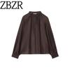 Zbzr Autumn New Women Clothes Western Style Fashion Loose Long Sleeve Puff Sleeve Translucent Shirts 5029192