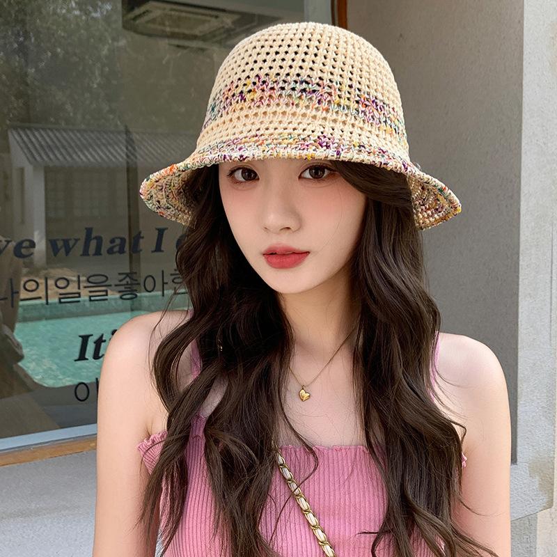 Модная соломенная шляпа в иностранном стиле, лето 2025 года, солнцезащитная шляпа для моря, куполообразная плетеная шляпа для рыбака, показывающая маленькое лицо