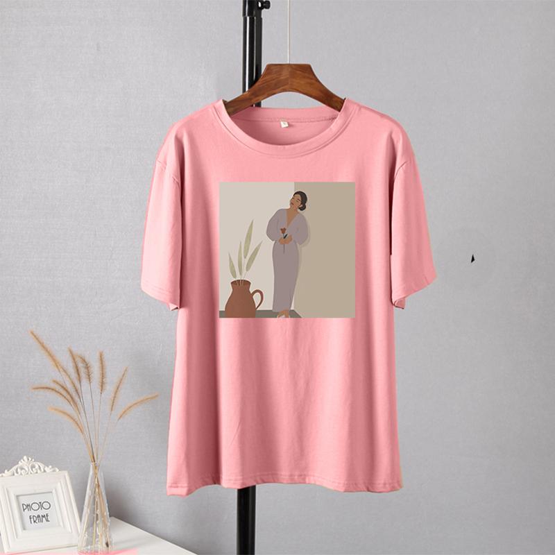 Hirsionsan элегантные мягкие футболки с рисунком женские летние повседневные базовые футболки с короткими рукавами женские корейские универсальные топы из 100% хлопка