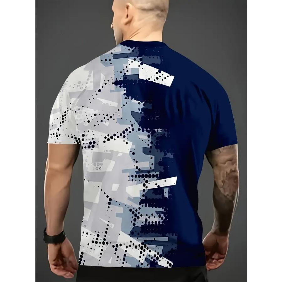 Мужские крутые футболки контрастного цвета с 3D-принтом для тай-дай, эластичный полиэстер, спортивная одежда, топы с коротким рукавом, летняя одежда