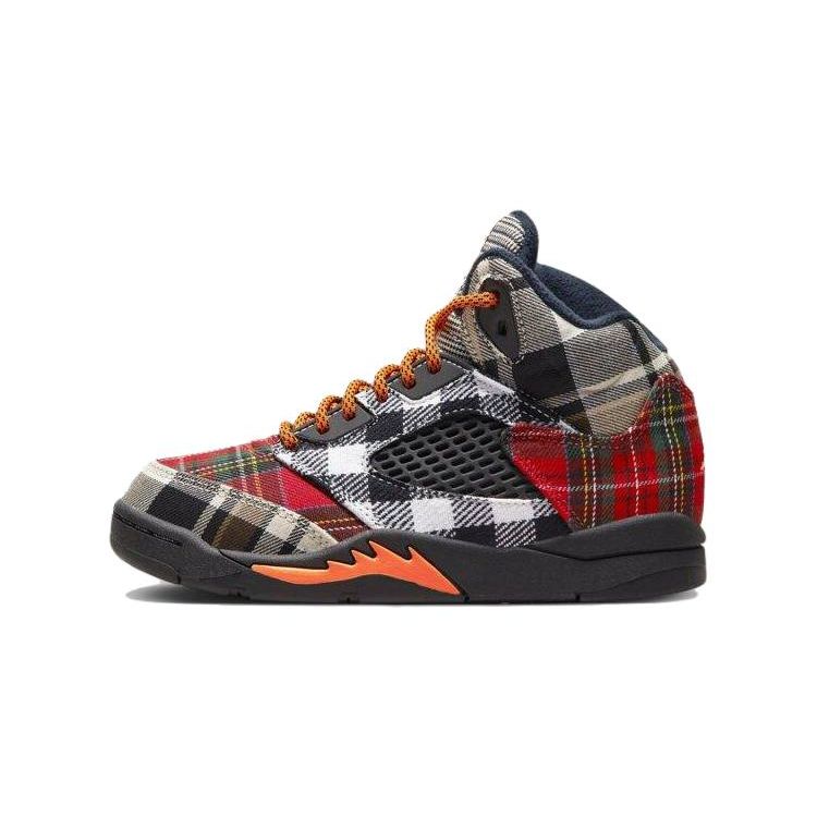 Air Jordan 5 Retro PS Plaid Kids Sneakers Multi-Color Black Total-Orange FD4812-008