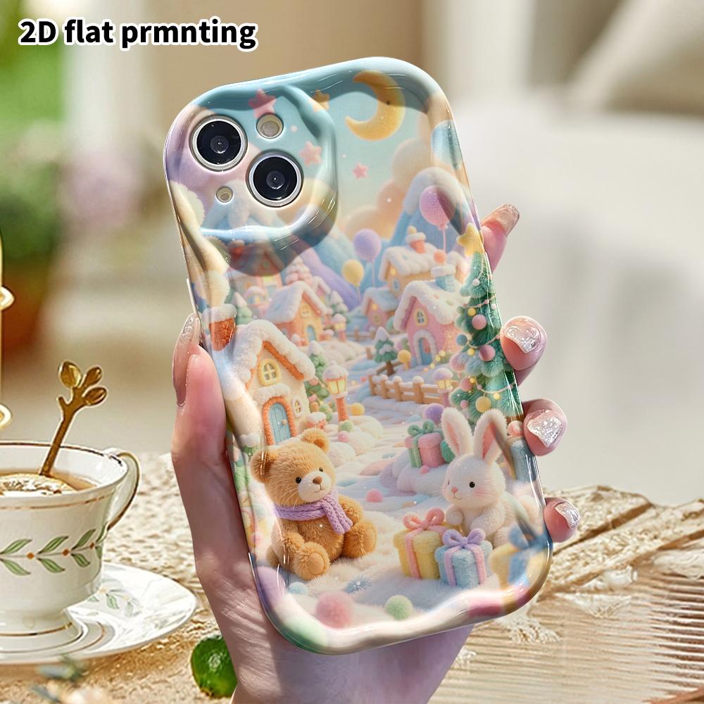 Phone Case: 2D flat, suitable for iPhone 18 17 16 15 14 13 12 Pro, phone decoration, winter town, perfect holiday gift for Christmas and Halloween