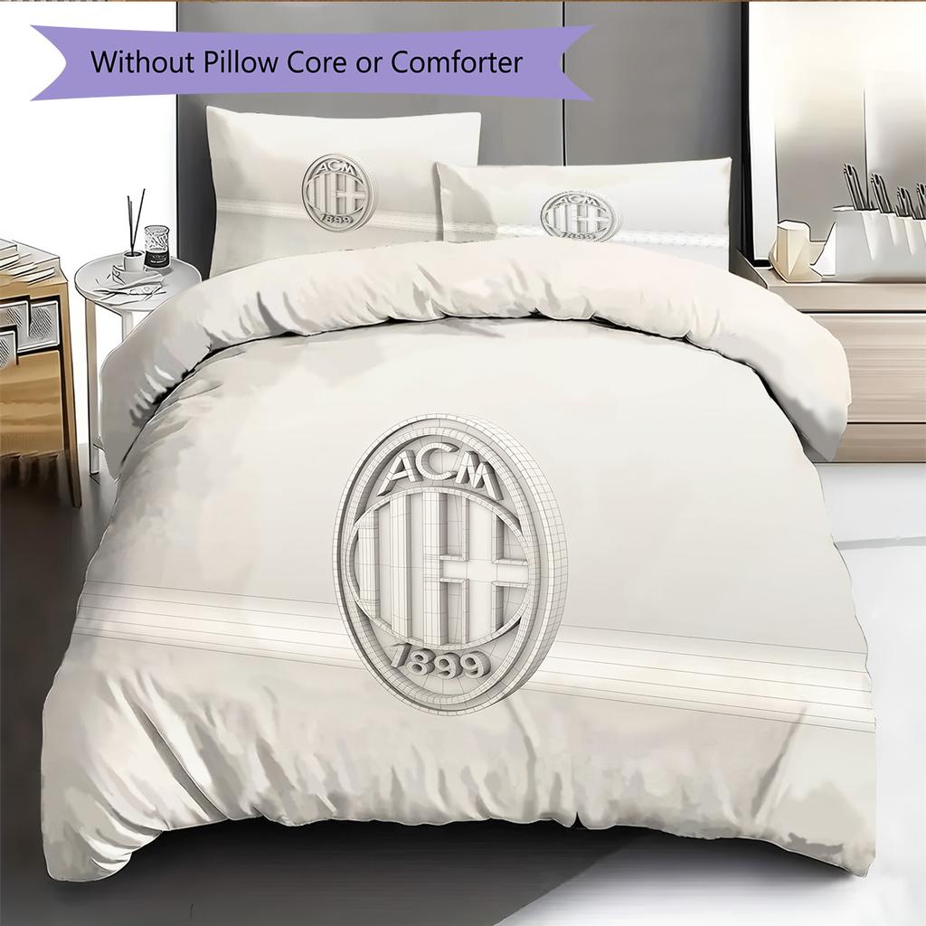 Associazione Calcio Milan2 Pattern Bedding Quilt Set Home Decoration Gift (1 * duvet cover + 2 * pillowcase without core)