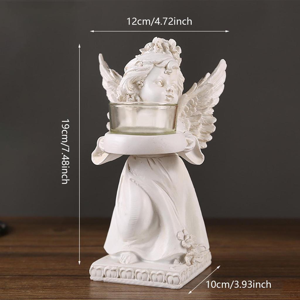 Фигурка ангела Подставка для свечи Подсвечник для чайной свечи из смолы Винтажный настольный подсвечник с украшением