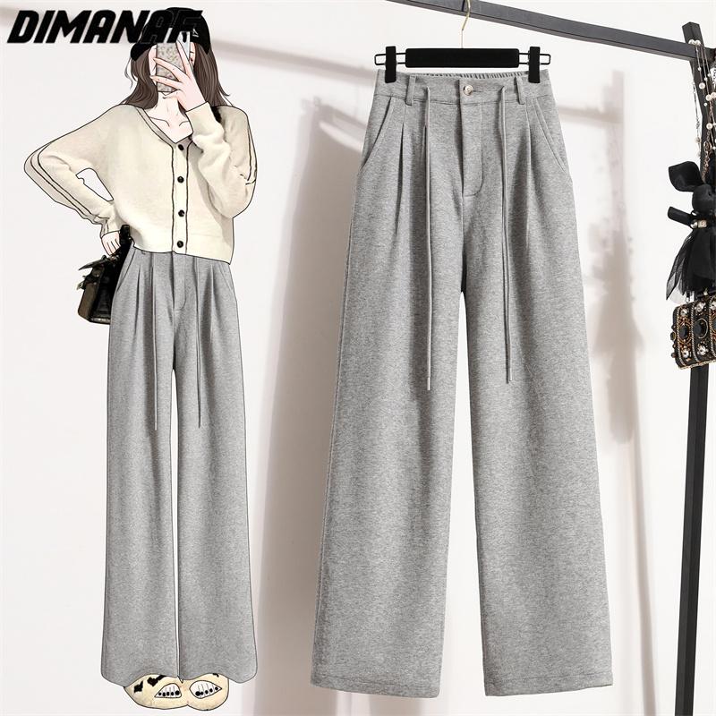 Dimanaf 2024 Большие размеры Длинные брюки Женские эластичные свободные однотонные хлопковые свободные повседневные женские базовые брюки