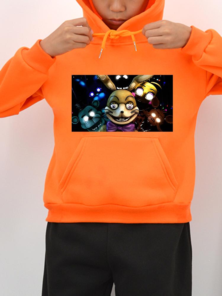 Толстовка с капюшоном в стиле аниме FNAF, осенняя флисовая толстовка для мальчиков y2k, пуловер Sudadera, куртка с медведем и кроликом, кавайные толстовки с капюшоном, детская одежда для девочек