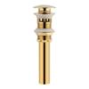 Kitchen Bathroom Basin Sink Solid Brass Pop Up Drain Stopper with Overflow Hole Golden