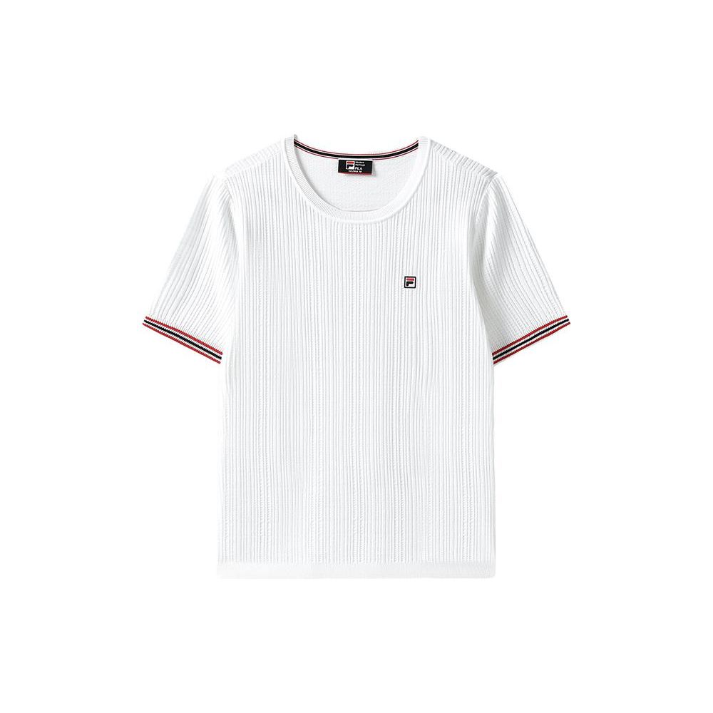 Fila Однотонная футболка с логотипом, повседневная, с круглым вырезом, тканая, с принтом, с коротким рукавом, женские топы, белая F11W321402FWT