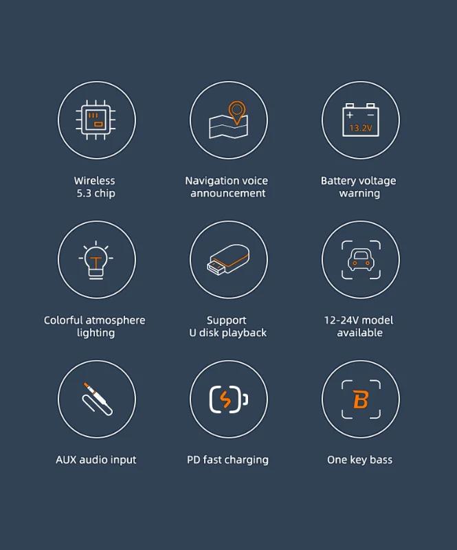 Автомобильный FM-передатчик Bluetooth 5.3 Aux Handsfree беспроводной автомобильный комплект DP + USB автомобильное зарядное устройство Авто радио FM-модулятор Mp3-плеер адаптер