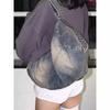 Vintage Denim Messenger Bag for Women Retro Jeans Bag Large Capacity Casual Bag Fashionable Shoulder Bag