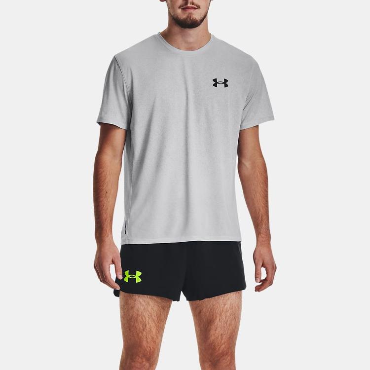 Under Armour Футболка с коротким рукавом и круглым вырезом с логотипом UA Rush, мужские топы, современный серый 1378403-011