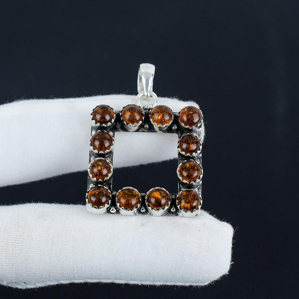 Natural Baltic Amber Gemstone Silver Pendant In 925 Sterling Silver- Handmade Design, Everyday Wear Jewelry, Unique Pendant Party Wear Gift