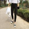 Korean Style Smoky Grey Skinny Jeans with Elastic High Waist for Women