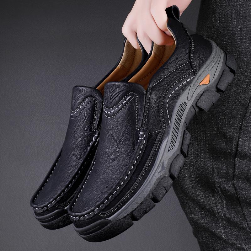 Мужская обувь большого размера, повседневная обувь для отдыха на природе, обувь из кожи ручной работы, простая модная нескользящая износостойкая мужская обувь