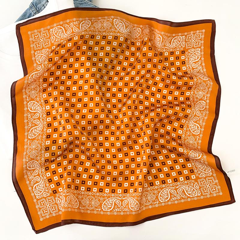 1116 New professional decoration geometric silk scarf fashion spring and summer thin plaid mulberry silk square scarf shawl