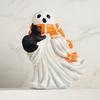 Halloween Ghost Ornament Cute Ghost Figurine Spooky Halloween Ghost Figurine Set with Black Cat Statue Resin for Mantel
