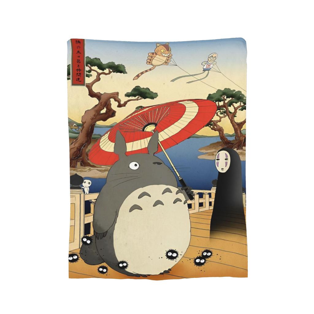 Традиционные вязаные одеяла Некобус Японские Т-Тоторо Кот-автобус Флисовый плед Постельные принадлежности Диван Портативные Мягкие Теплые Покрывала