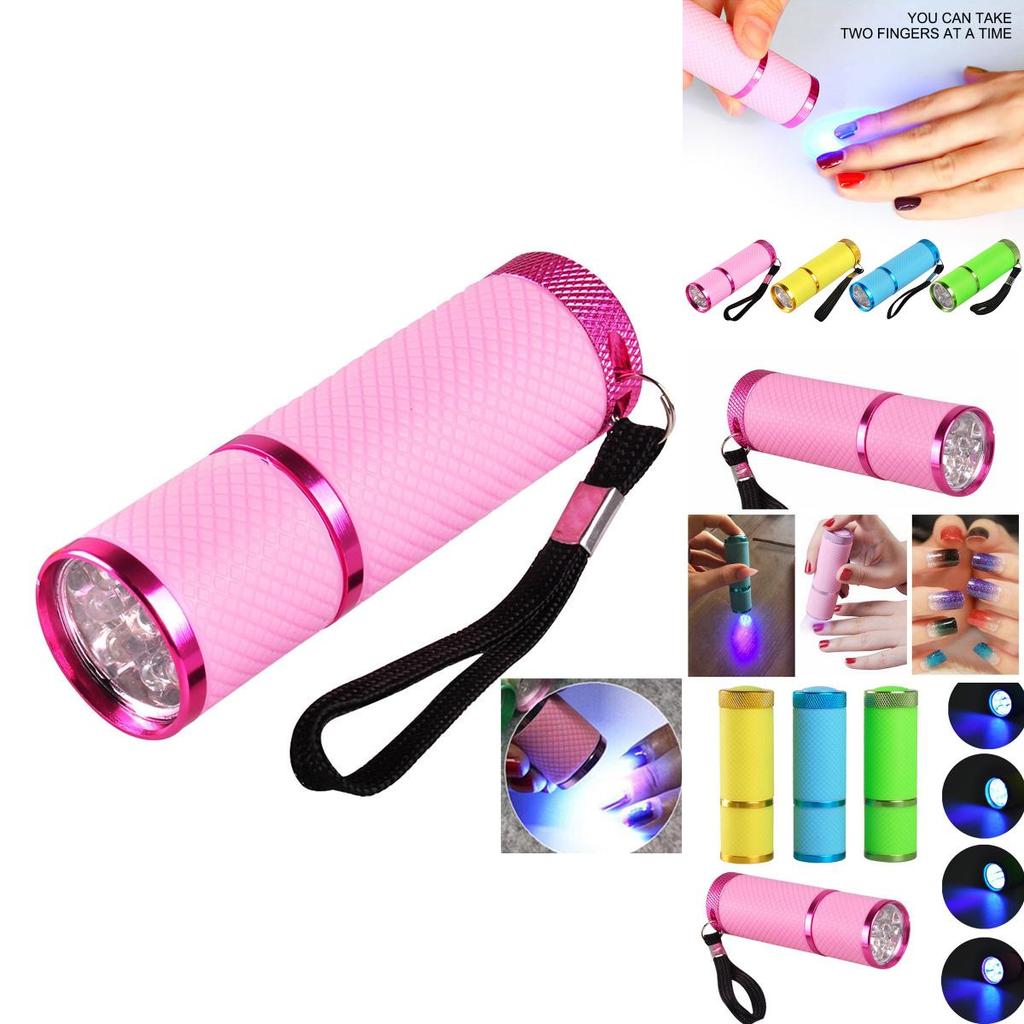 Компактная светодиодная лампа для сушки ногтей-фонарик с черным ремешком для удобной переноски и низким энергопотреблением