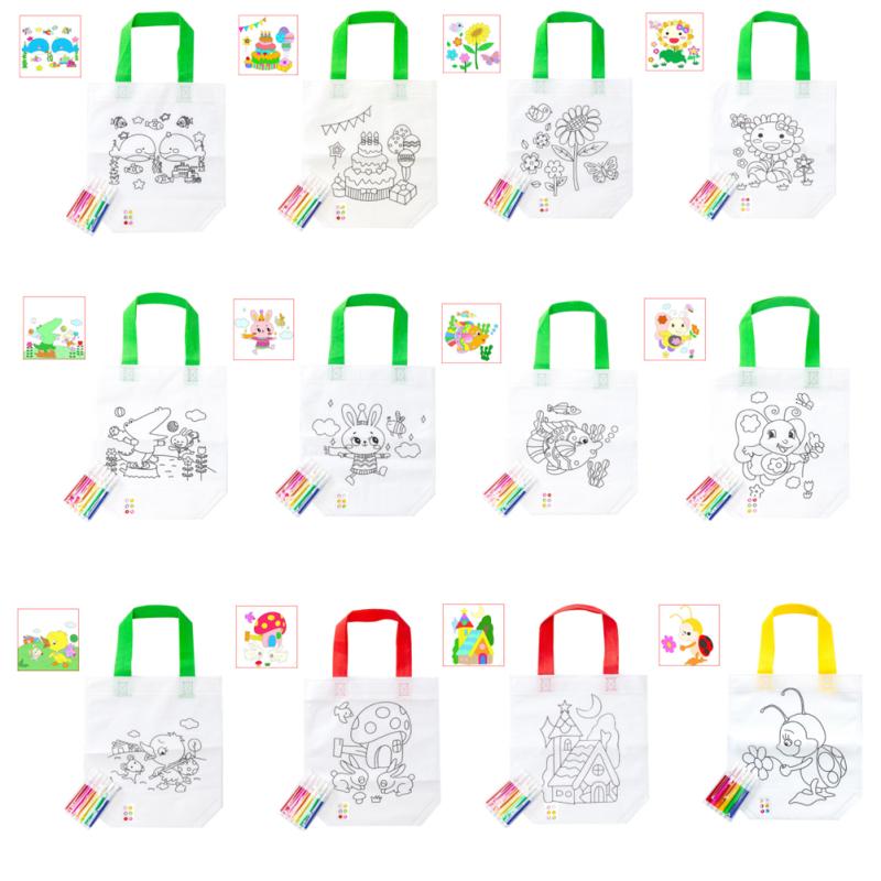 12 шт. сумки с граффити нетканые раскраски сумки для подарков для дня рождения, свадьбы, чаепития