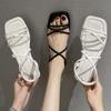 Sandals Female Trendy New Fashion Weave Fairy Wind Elastic Band Flat Bottom Beach Roman Shoes Female