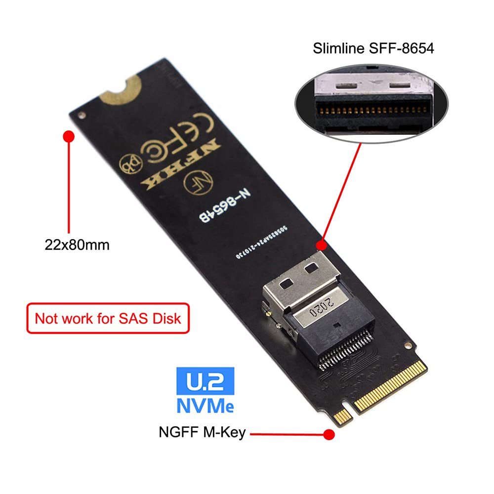 NFHK NGFF M Key SFF-8639 to SFF-8654 SAS PCIe SSD Adapter