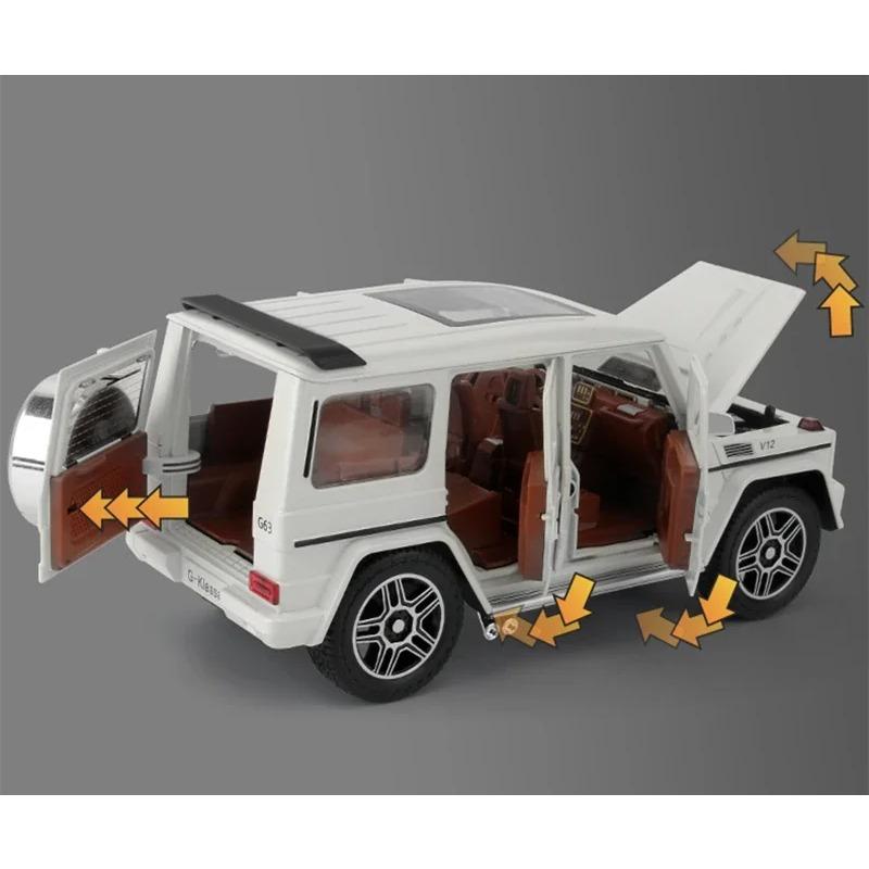 1/24 Benz G63 SUV литая модель автомобиля из литого металла и игрушечная модель внедорожника для моделирования звука и света коллекционная игрушка в подарок