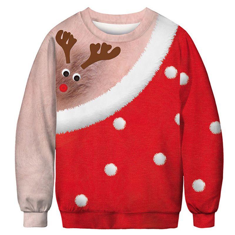 Уютный и праздничный 3D свитер с уродливым рождественским принтом, с круглым вырезом, для женщин и мужчин