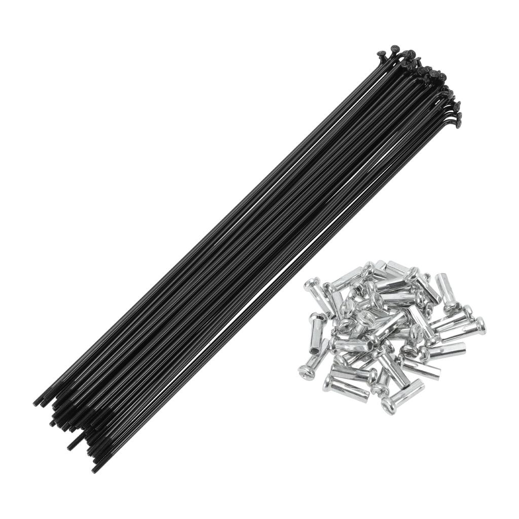 Motoforti Universal Bicycle Spokes, Bicycle Wheel Spokes, 14G, 197mm Length, Carbon Steel, Black, 1 Set