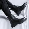 2025 British Mid-top Leather Boots Men's High-top Black Martin Boots Thick-soled Lace-up Short Boots 2910-R