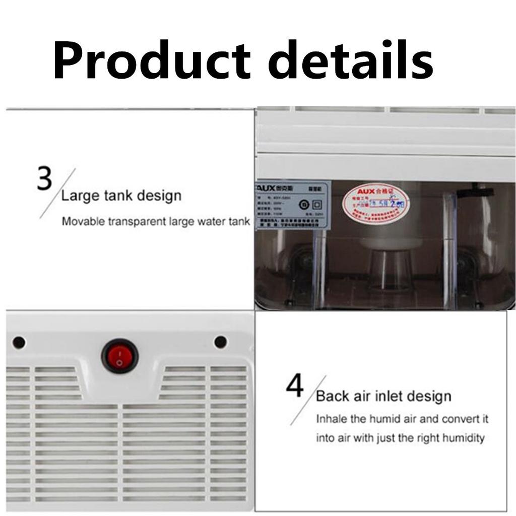 110W 220V Portable Dehumidifier Moisture Absorber Indoor Dehumidifier Basement Moisture Absorber MuteTiming External Water Pipe 1.7L
