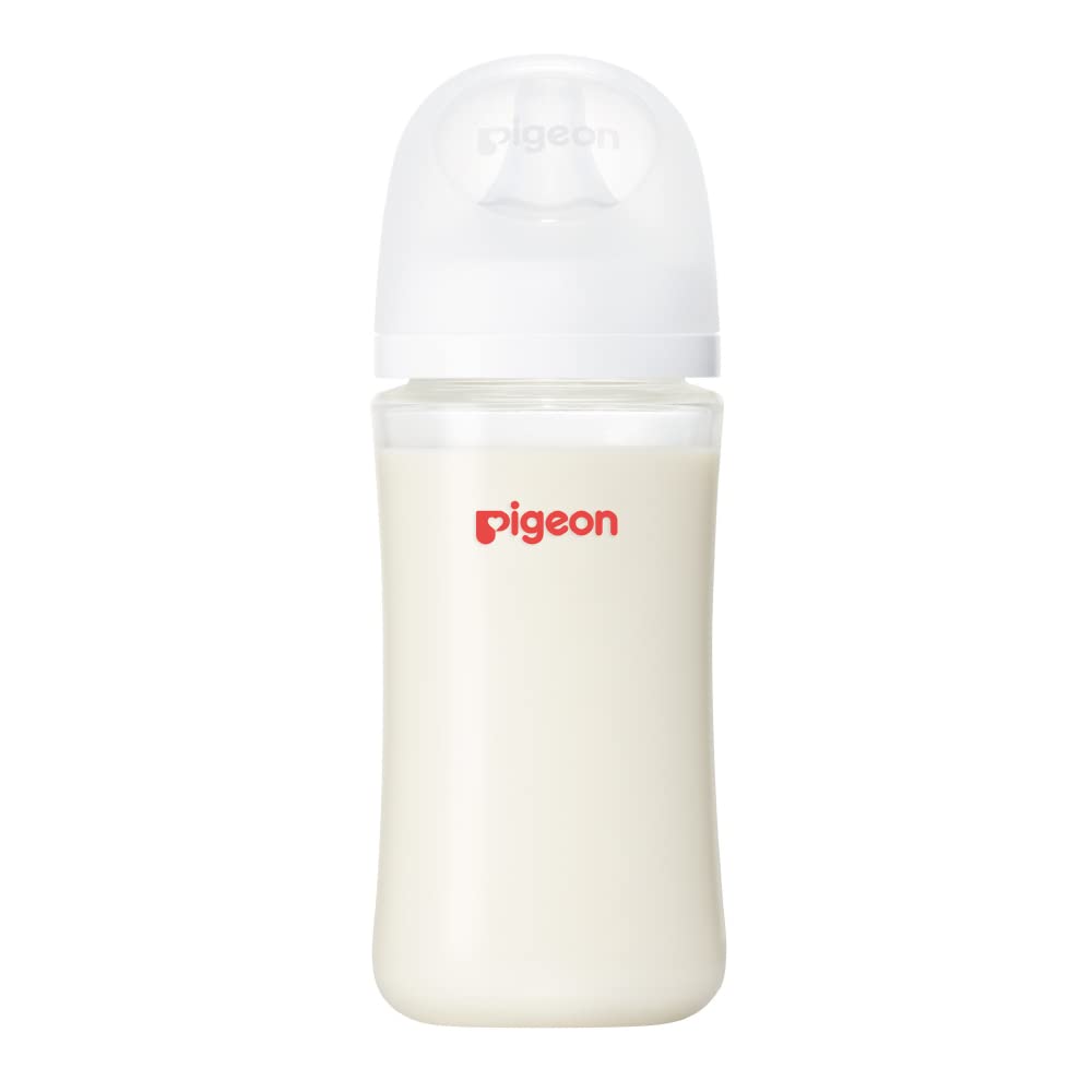 PIGEON Pigeon Breastfeeding Feel Baby Bottle 240ml babies 3 months and glass that cools and (for up) - Heat-resistant quickly, scratch-resistant,