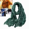 Women's Soft Long Scarf Scarves New Solid Color Cotton and Linen Versatile Pleated Scarf Ultra Long Silk Scarf Cape