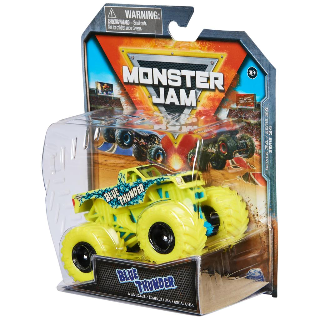 Monster Jam, Официальный монстр-трак Blue Thunder, Литая машина, 1:Масштаб 64, Детская игрушка для мальчиков 3+