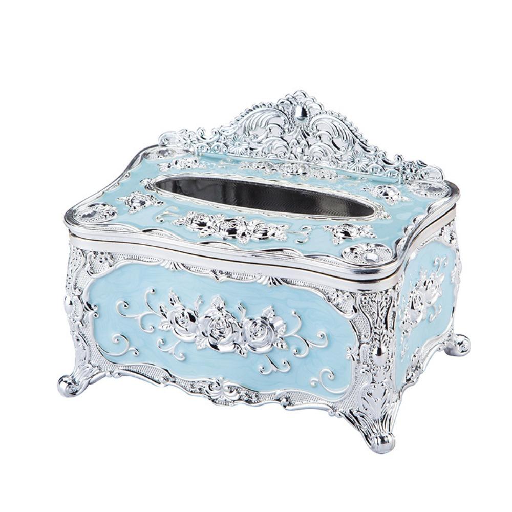 Прямоугольная коробка для салфеток в европейском стиле с тисненым узором в виде розы, диспенсер для салфеток для гостиной