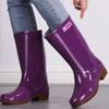 2024 Women's Rain Shoes Casual PVC with Velvet Waterproof Non-slip Knee-high Boots New Fashion Tide for Reasons Botas De Mujer